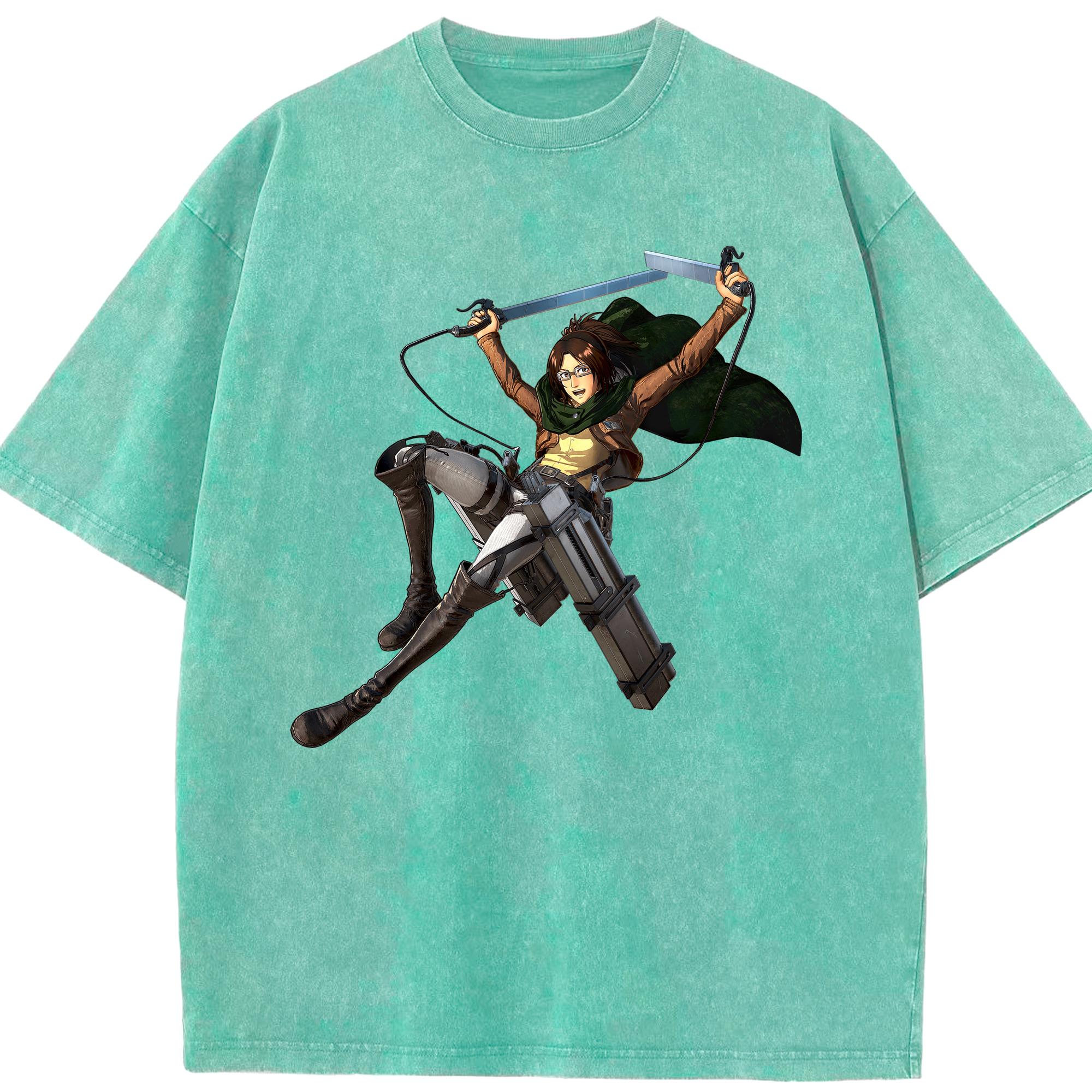 （画像用） 進撃の巨人 ハンジ·ゾエ Attack on Titan Hanji Zoe 綿100% ヴィンテージ風 半袖Tシャツ（フロントプリント）